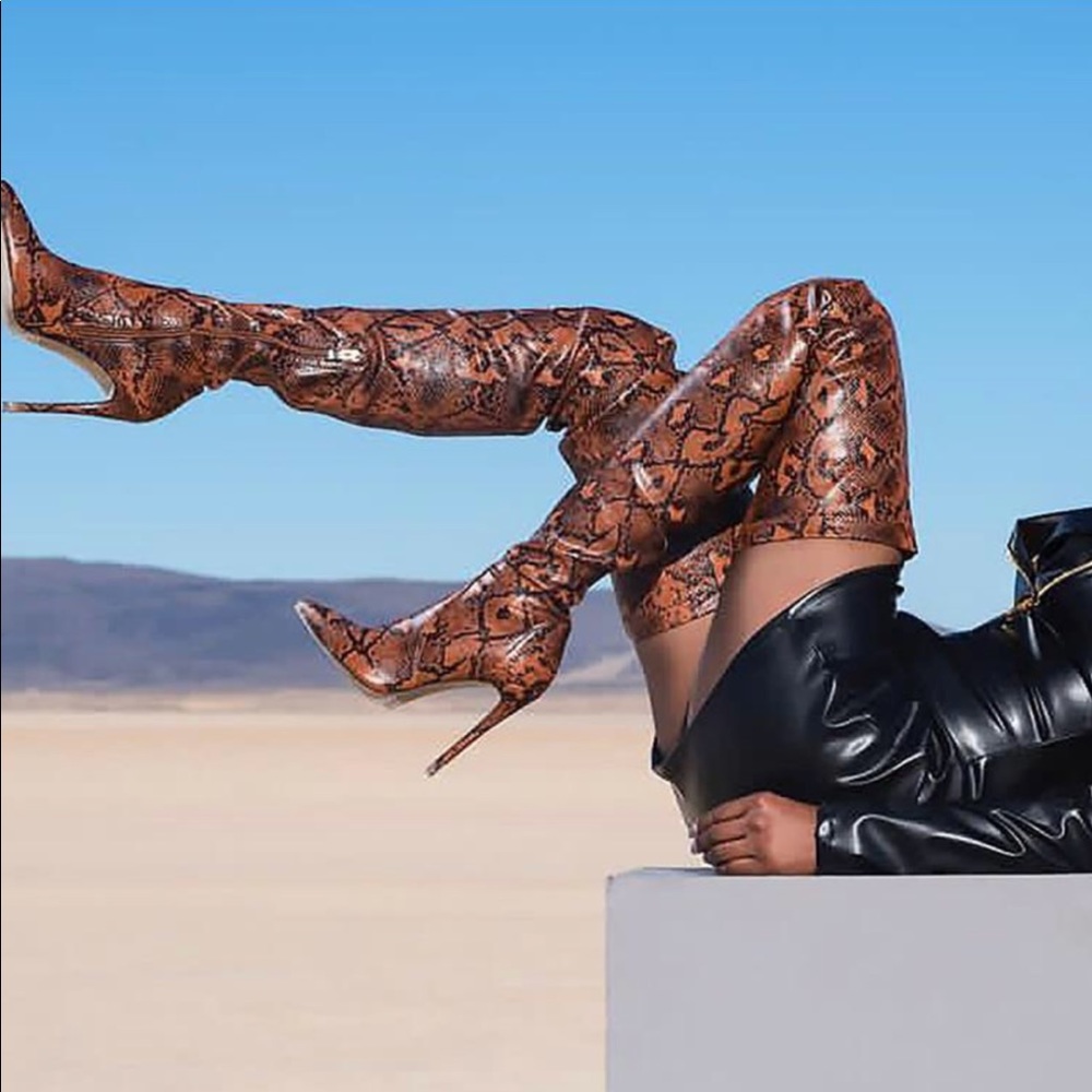 Thigh high perixir snake skin boots
